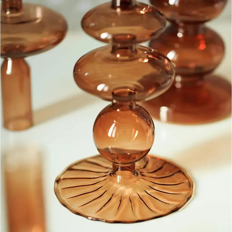 Glass Candle Holder Home Decor Wedding Decoration Candlestick Nordic Home Decoration Desktop Crystal Vase Glass Container