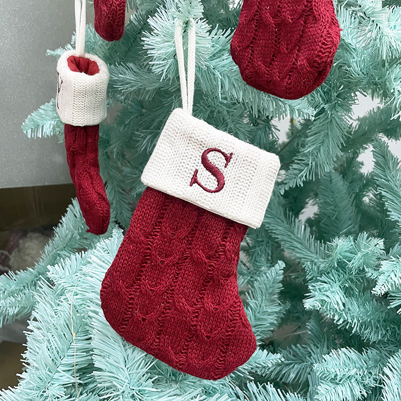 Christmas Decorations Pendant Christmas Socks Letter Knitting Embroidery Christmas Socks