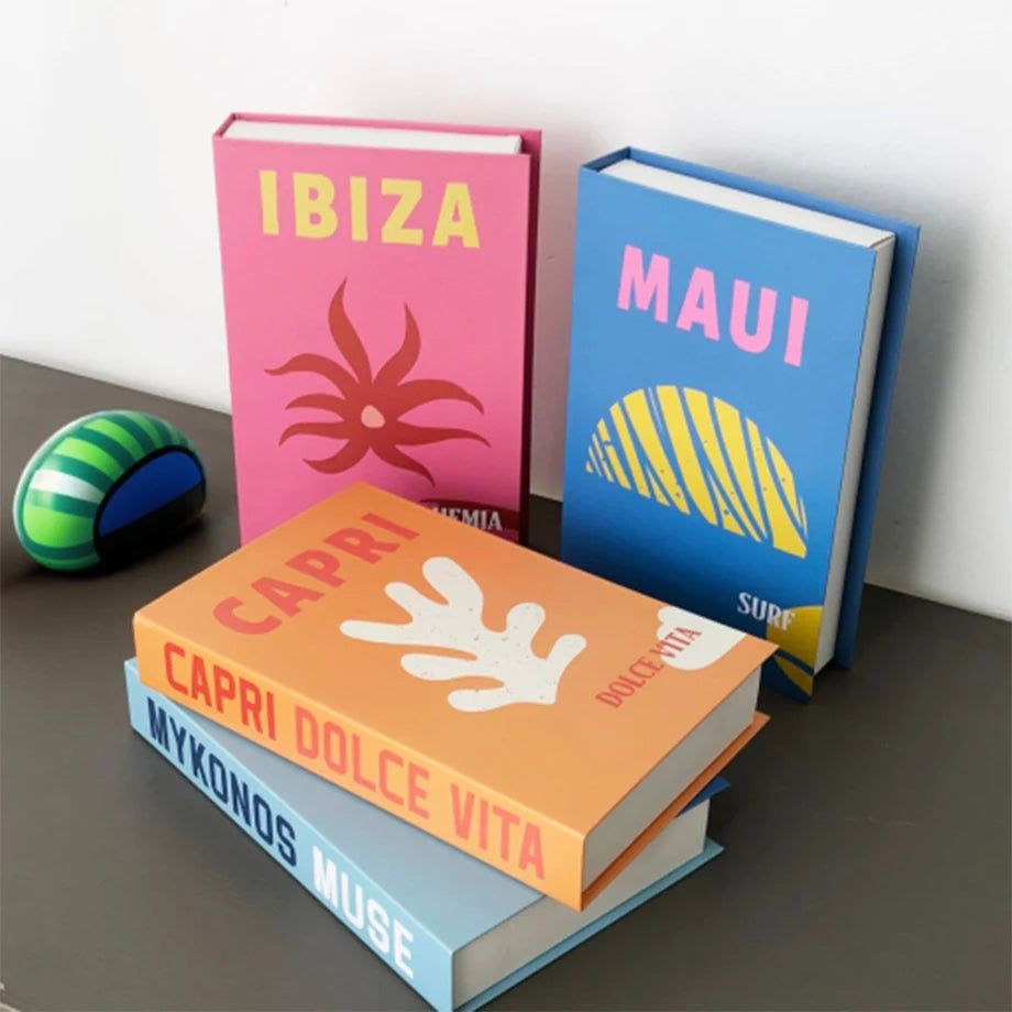 Ibiza Capri Travel Series Fashion Fake Simulation Books Decoration Coffee Table Villa Hotle for Living Model Room Home Pop Decor