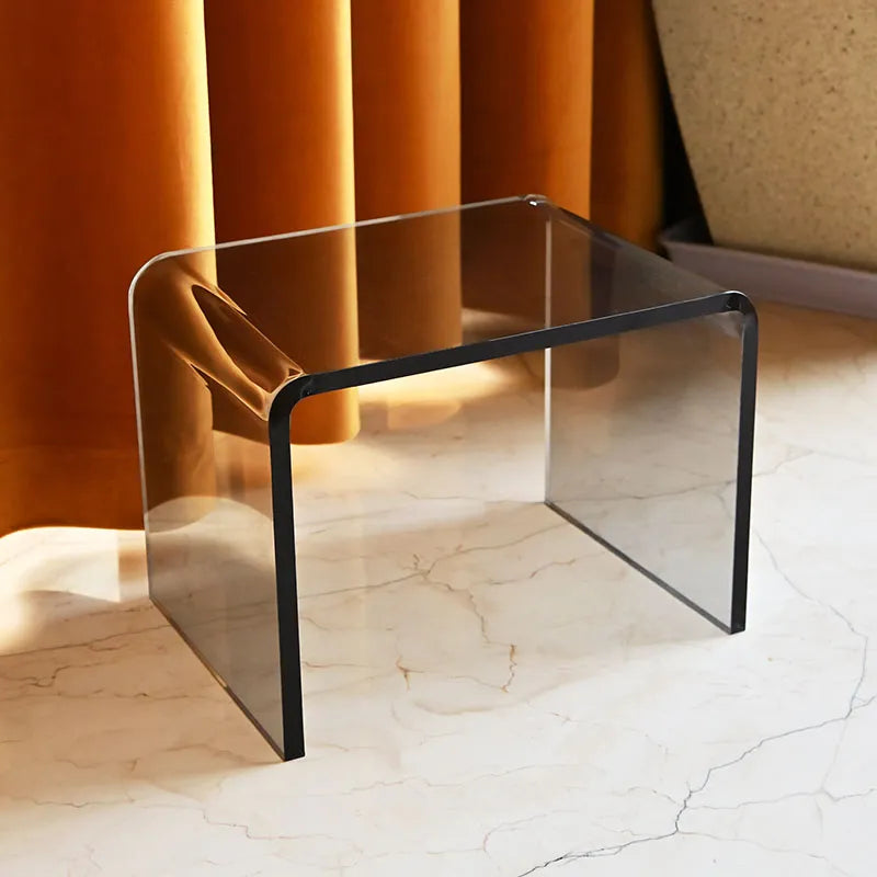 Acrylic Clear Glass Table Living Room Sofa Small Side Table Coffee Table Family Sofa Stool Change Shoes Footstool Toilet Stool