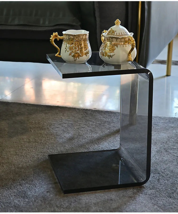 Acrylic Clear Glass Table Living Room Sofa Small Side Table Coffee Table Family Sofa Stool Change Shoes Footstool Toilet Stool