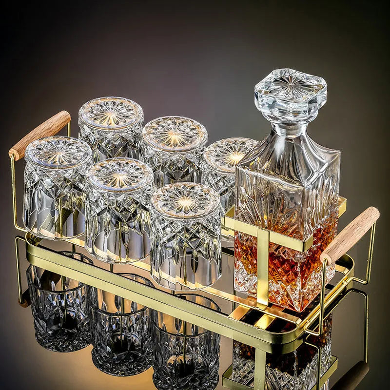 High End Whiskey Glass and Bottle Set, Home Crystal Glass, High-end Creative Wine Bottle Holder, Wine Set