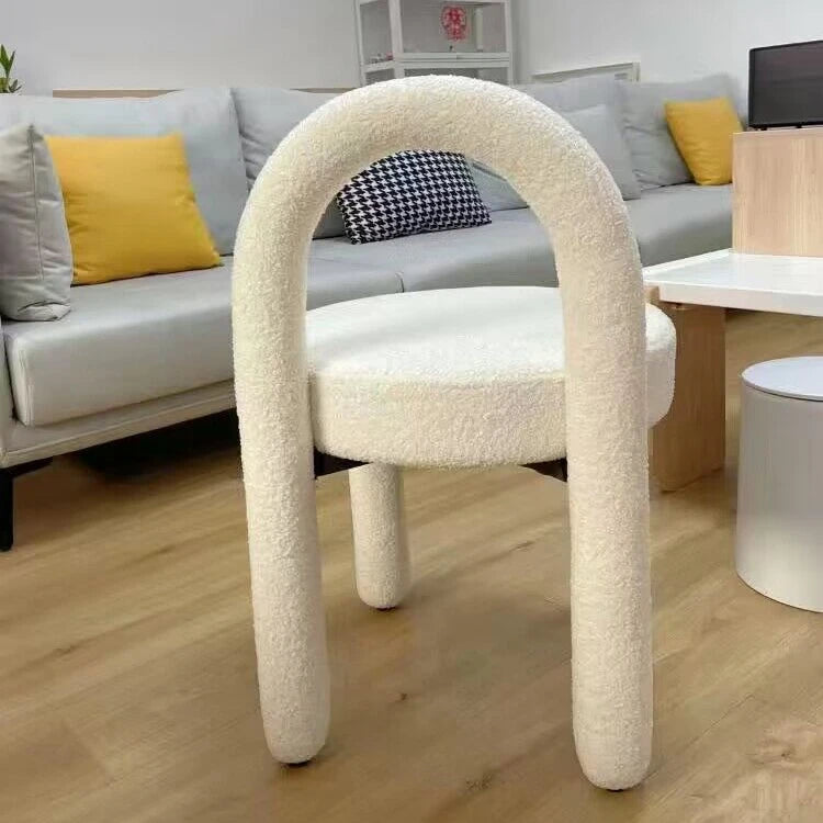 Luxury Makeup Chair Nordic Living Room Furniture Leisure Chair Backrest Dining Chair Lamb Cashmere Sofa Armchair Velvet Stool